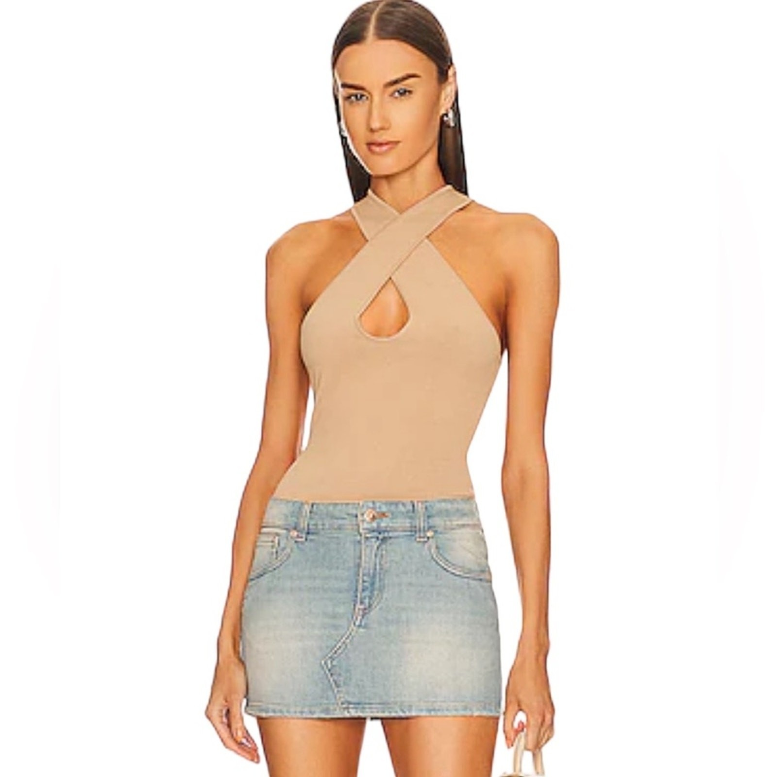 Nwt Seroya New York Nori Top In Brown Front Criss Cross Racerback Size Xlarge